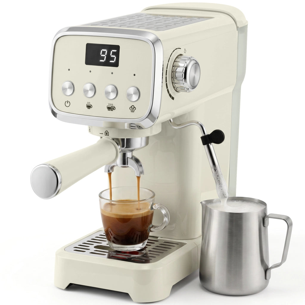 Macchina Caffè Espresso Semiautomatica 20 Bar 1350W con Lancia Montalatte e Scaldatazze per Casa Compatta e Pratica