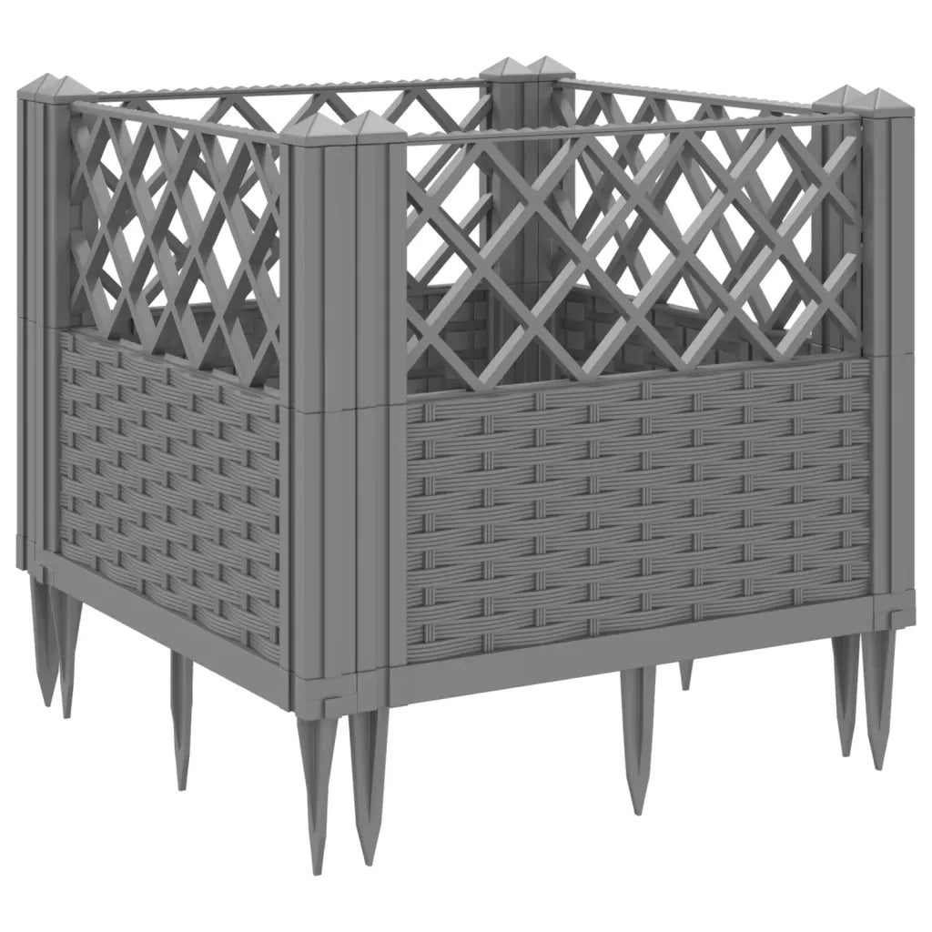 Fioriera | Cassetta per fiori | Vaso Giardino Picchetti Grigio Chiaro 43,5x43,5x43,5 cm PP