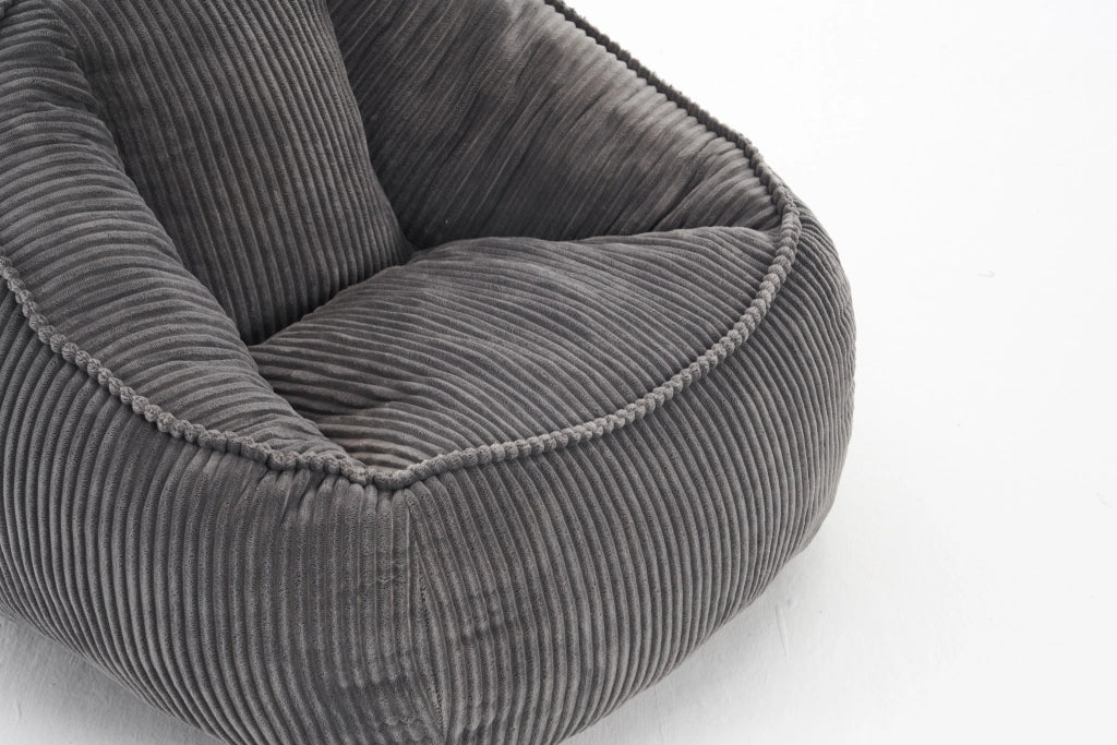 POUF SACCO in velluto a coste, grigio, 40 x 31 x 20 cm