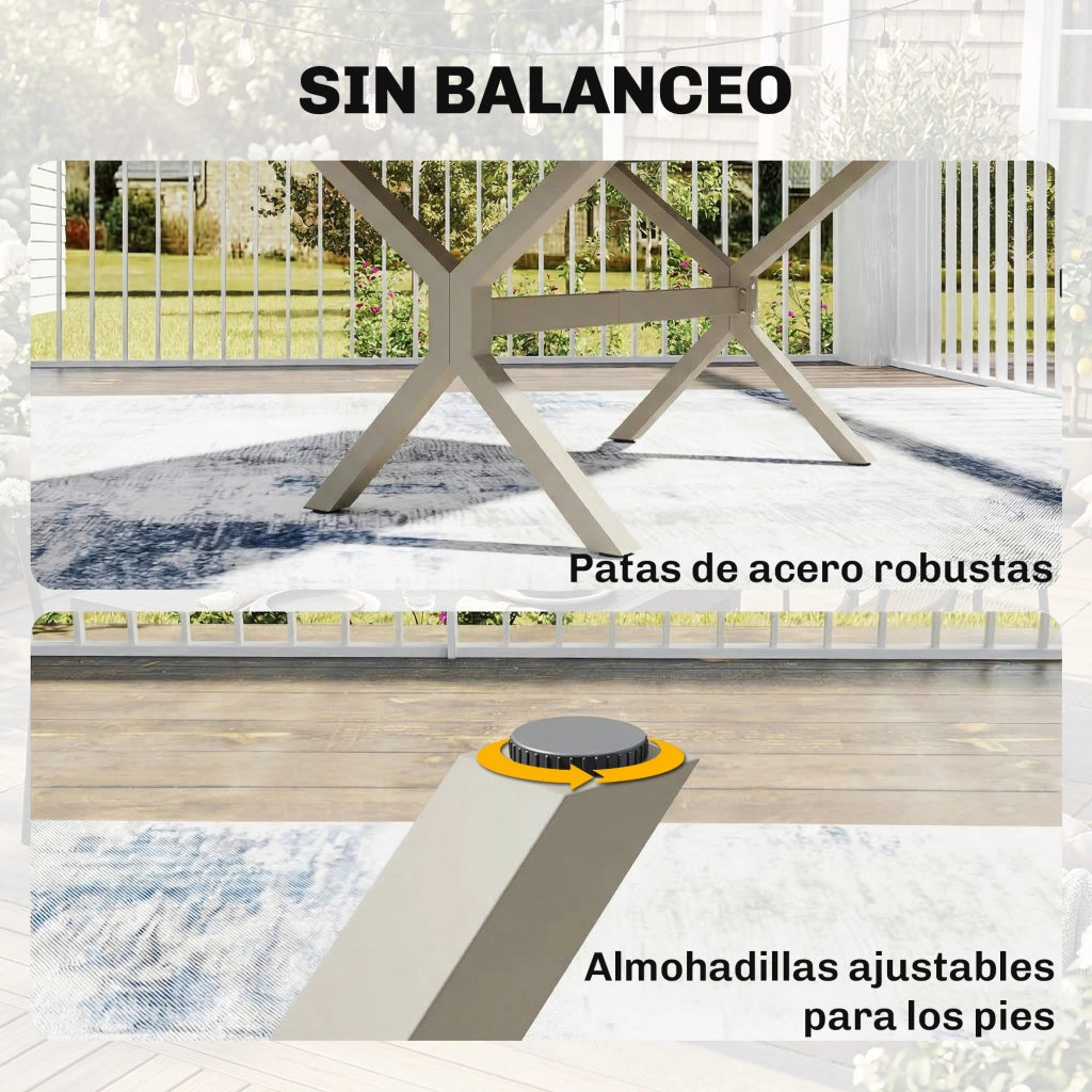 Tavolo da pranzo esterno allungabile per 8-10 persone ¨C zephmum ¨C 154x214 cm, alluminio, effetto legno grigio