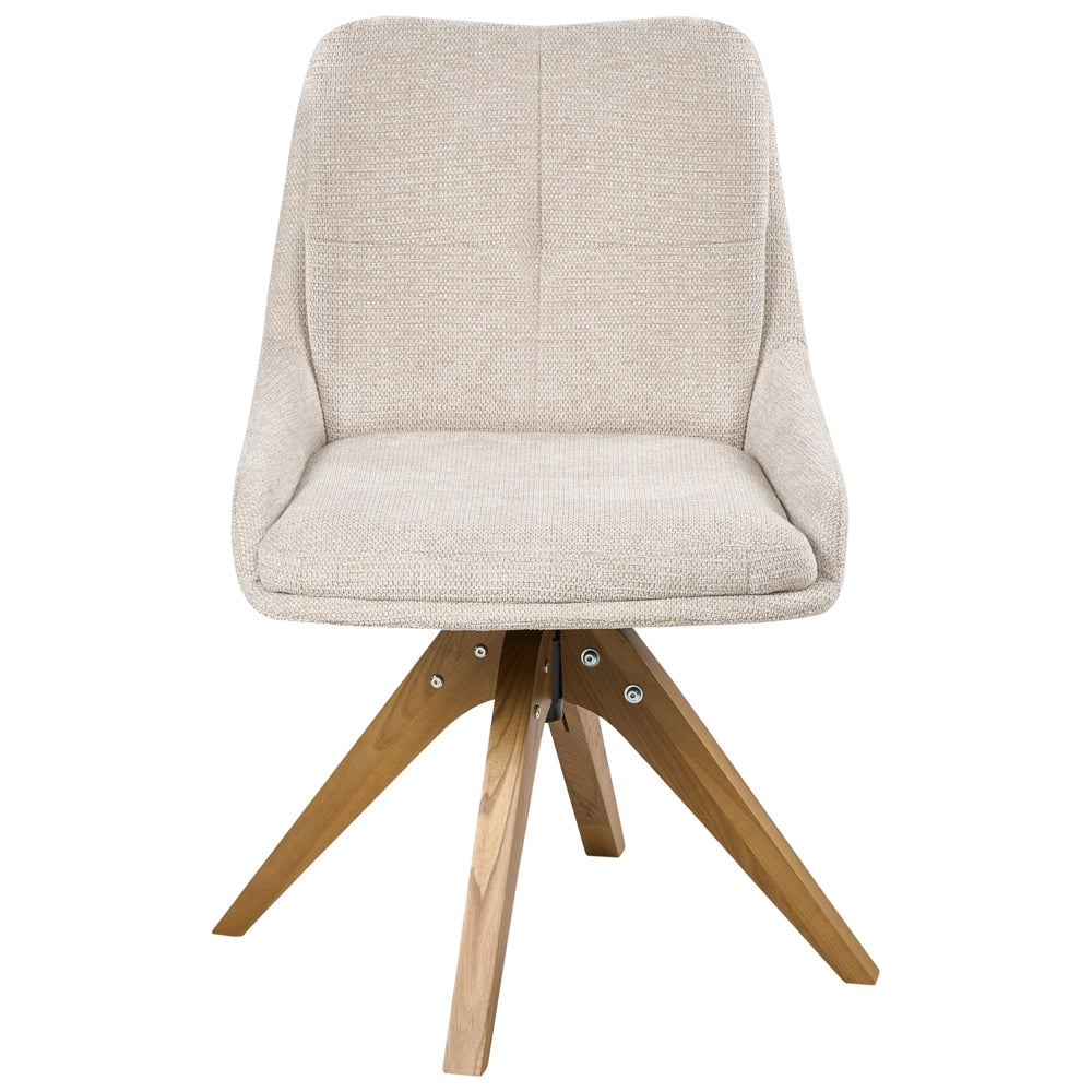 Set di 2 sedie da pranzo girevoli Rivestimento in tessuto beige chiaro Base con gambe in legno girevoli in metallo