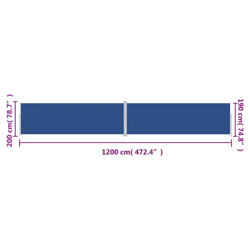 Tenda da Sole Laterale Retrattile Blu 200x1200 cm