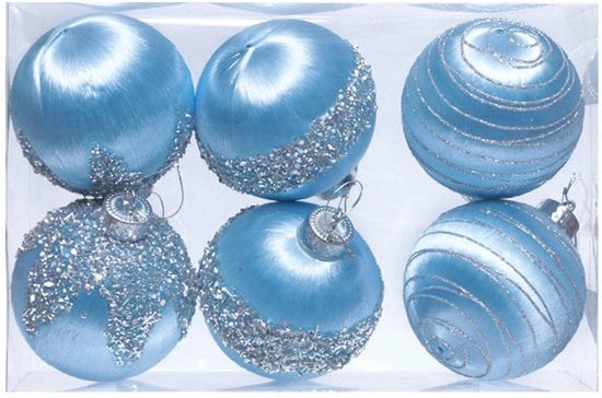 Decorazioni di Natale - palline di filo di seta, decorazioni per albero di Natale appese, decorazioni festive - azzurro chiaro, 6 cm
