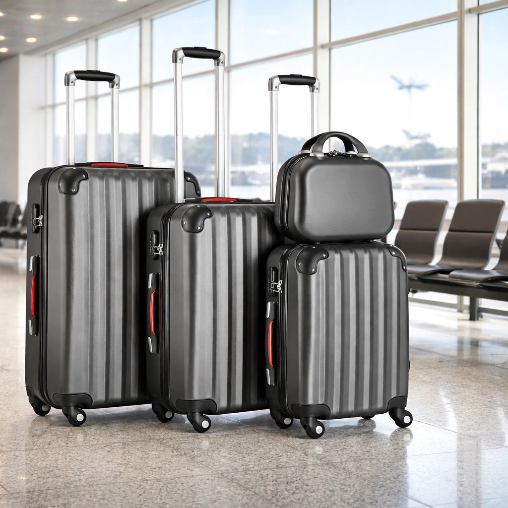 Set 3+1 Valigie Rigide Abs Trolley Easy Roll con Beauty Case e Lucchetto Grigio