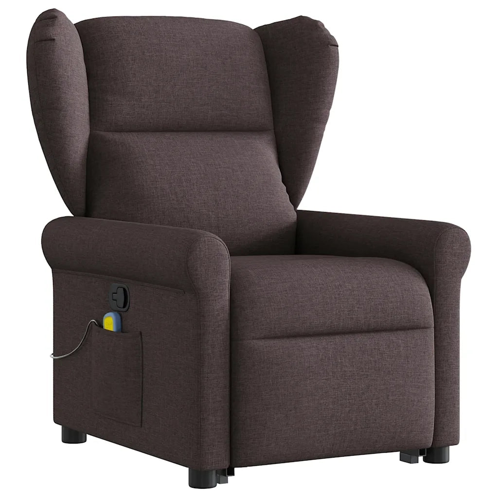 Poltrona Alzapersona Massaggi Reclinabile Marrone Scuro Tessuto 3303389
