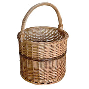 Cesto tondo modello Sara in vimini con manico , diametro 27 cm, altezza 26 cm