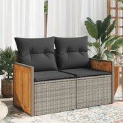 Divano da Giardino con Cuscini 2 Posti-Sofa da Giardino-Divano da esterno Grigio in Polyrattan 283047