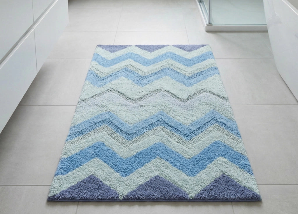 Tappeto Casa Bagno Cotone Spugna Morbida Antiscivolo Tono Su Tono Corner - 50x80 - Oceano