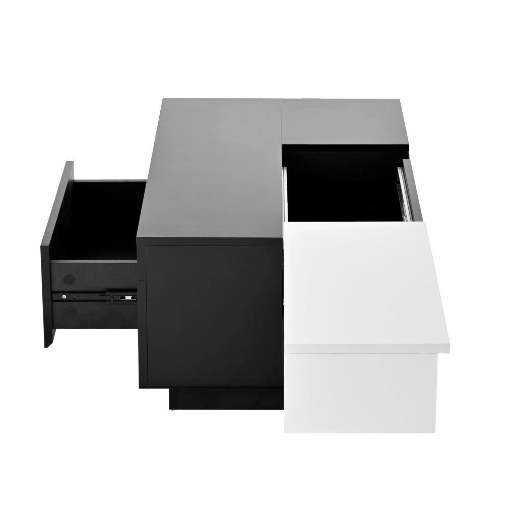 TAVOLINO Basso con LED 80 x 50 x 35,5 cm MDF Nero/Bianco