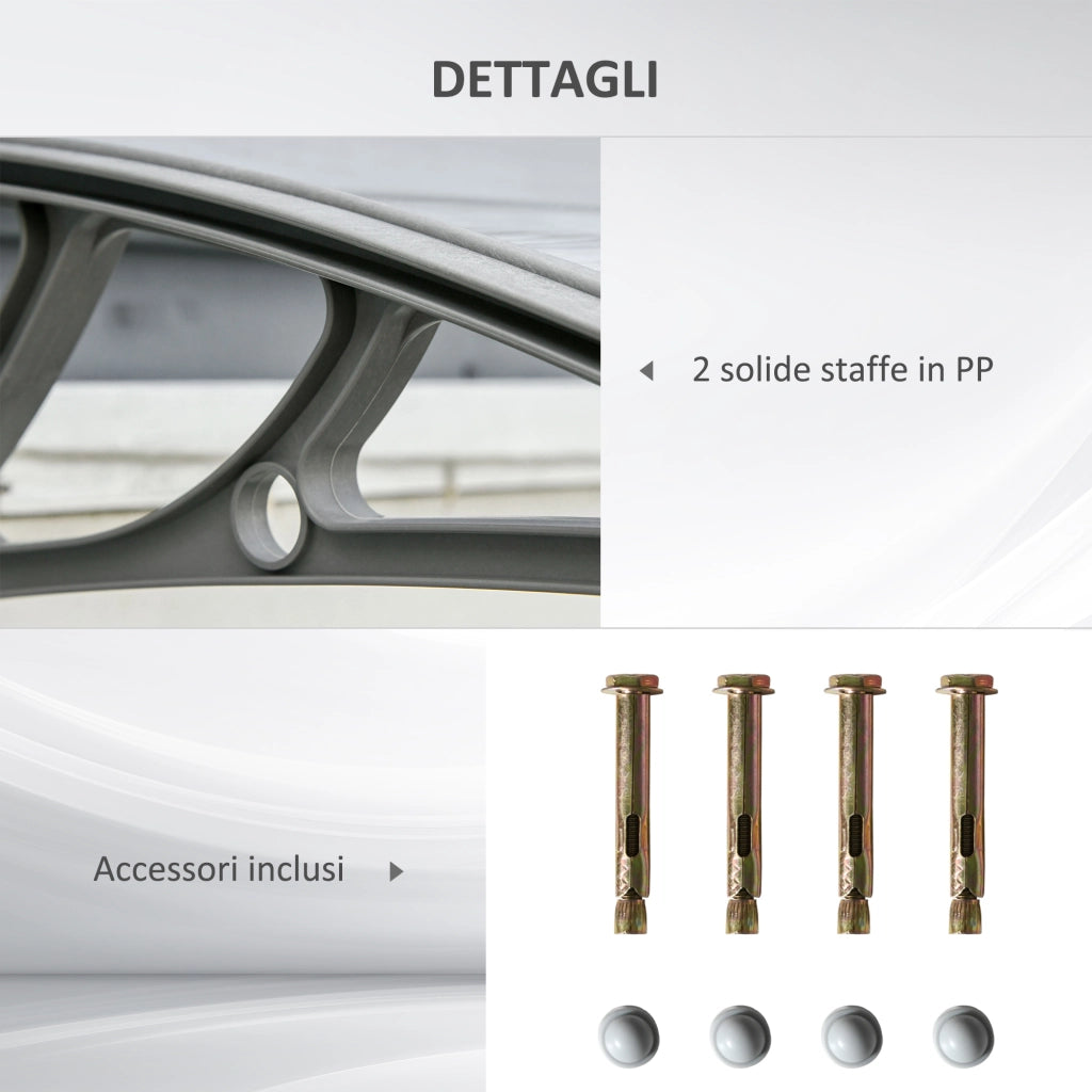 EasyComfort Tettoia in Policarbonato Anti-UV da Esterno per Porte e Finestre da 100x80 cm