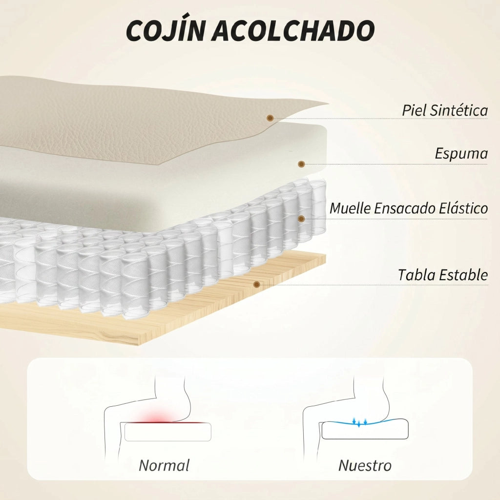 Sedia da Ufficio con Poggiapiedi Schienale Reclinabile Imbottita Ecopelle Beige ¨C Xylo