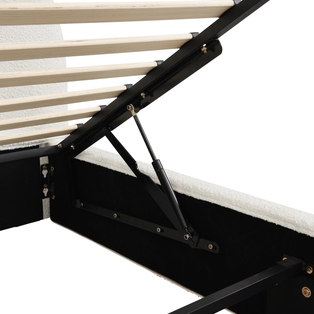 Letti contenitori 180x200 cm; contenitore idraulico; Bouclé beige (Senza materasso)