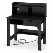 Scrivania per computer 95 x 56 x 109,5 cm con stazione di ricarica integrata e ripiano aperto design moderno MDF nero 20_0010865
