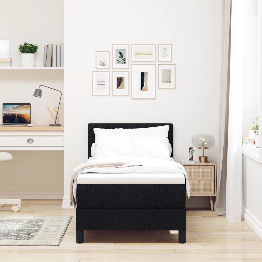 Letto Box Spring con Materasso & LED Nero 80x200 cm Tessuto