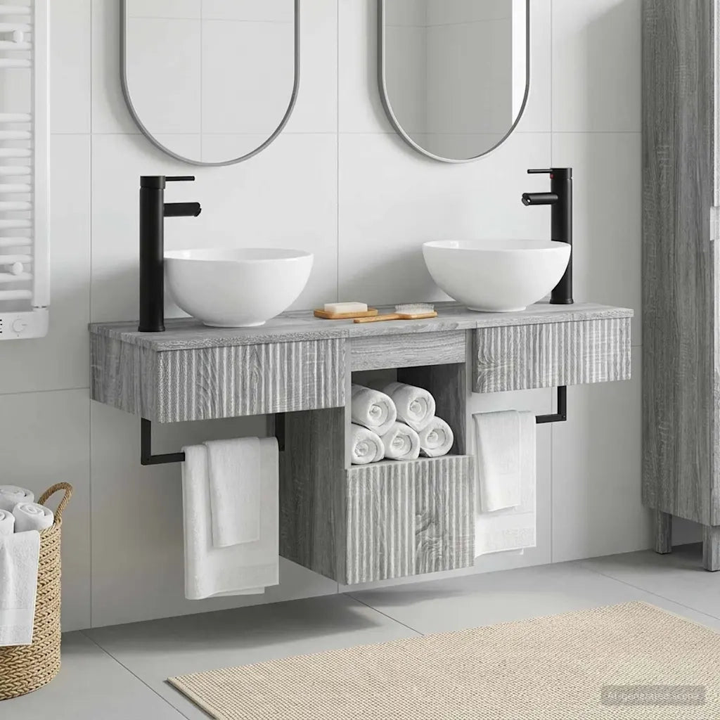 Set di mobili per il bagno 3 pz Sonoma grigio 3405583