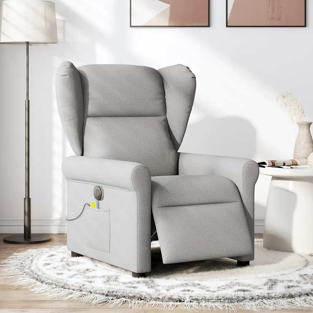 Divano Sedia-Poltrona Reclinabile Massaggio Elettrica Grigio Nuvola Tessuto 313492