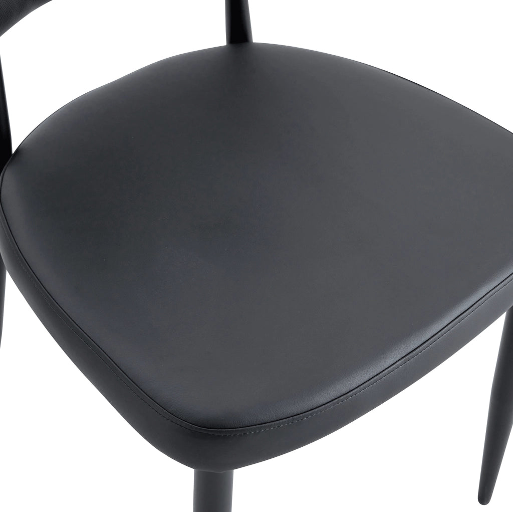 Set di 2 sedie da pranzo nere in PU con gambe in metallo