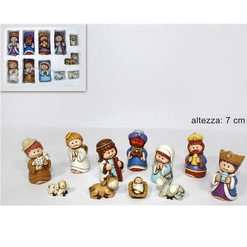 Trade Shop - Set Nativita Bambini Per Presepe Natale Statuine Presepio In Resina 7cm 11pz -
