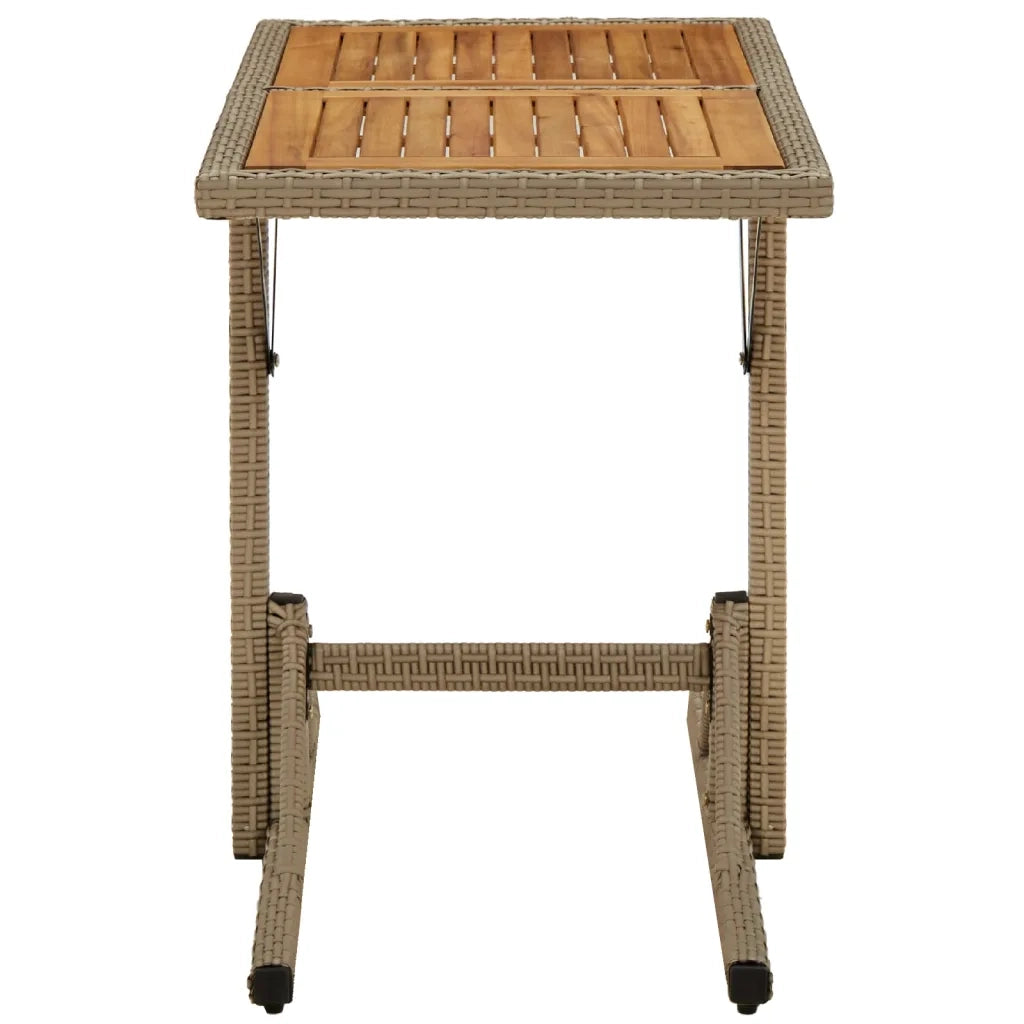 Tavolo da Giardino | Tavolino da esterno Beige Legno Massello di Acacia e Polyrattan