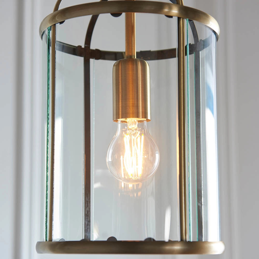 Lampada sospensione industriale ottone antico vetro E27 Endon