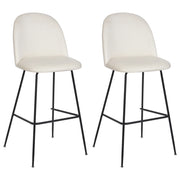 Set di 2 sedie da bar con rivestimento in velluto bianco panna e struttura in acciaio nero con sedile ad altezza d'uomo Mobili da sala da pranzo Glam Design