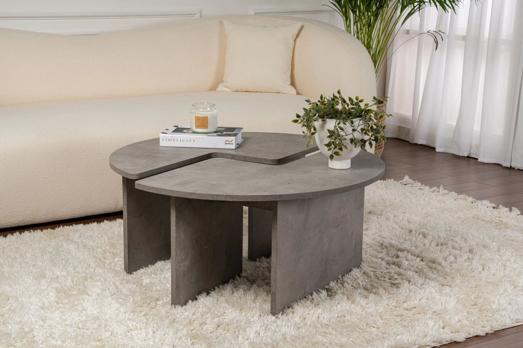 Tavolino in legno "Moira" 90 x 90 x 41 cm - Grigio cemento
