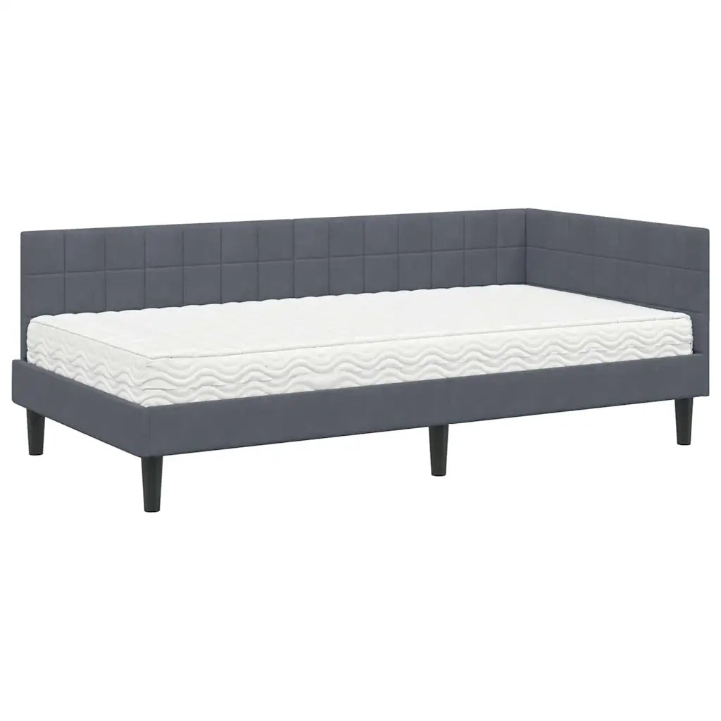 Struttura Letto Angolare con Materasso 2 pcs Grigio Velluto