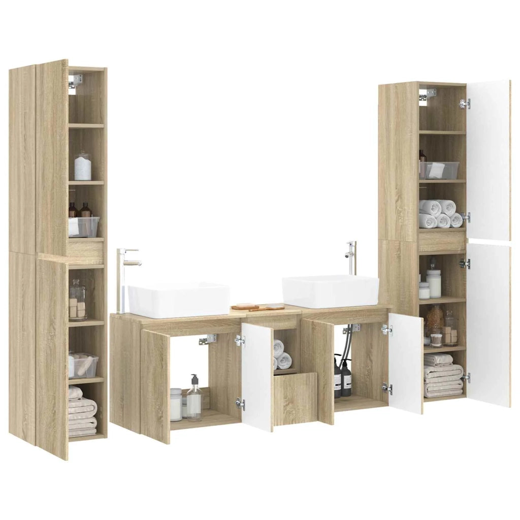 Set di mobili per il bagno 5 pz Rovere Sonoma 3406035