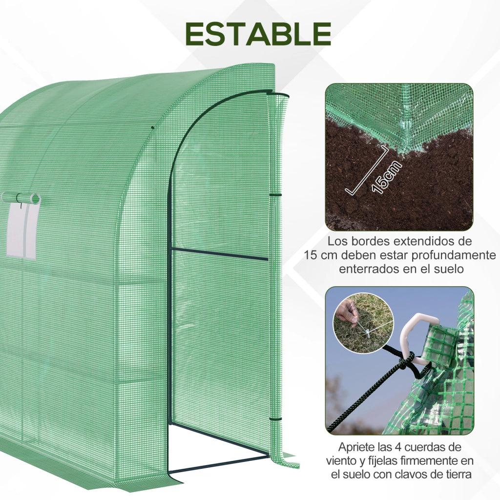 Serra da Giardino per Esterno ¨C Xylo ¨C Acciaio Verde con Finestre e Scaffali 200x100x215cm