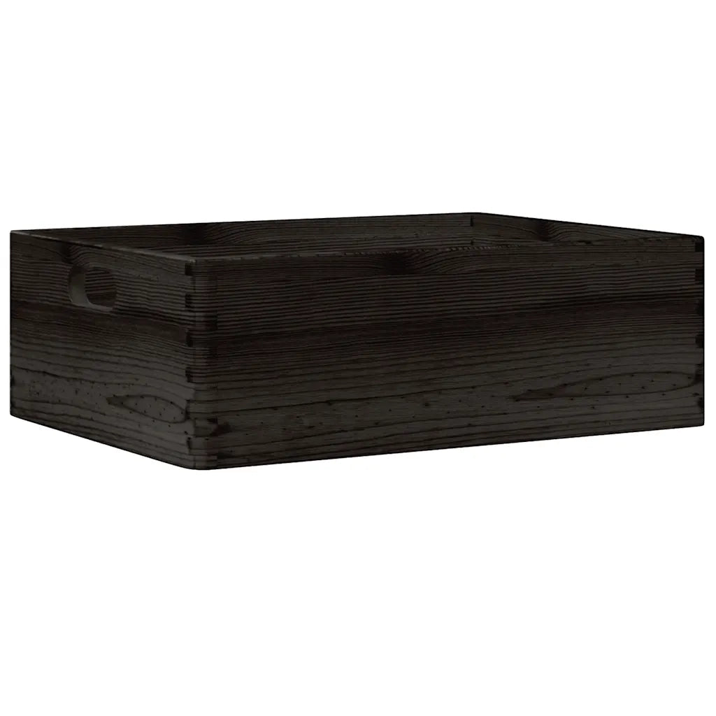 Scatola in Legno con Manici Nera 40x30x13 cm in Legno di Pino 4017399