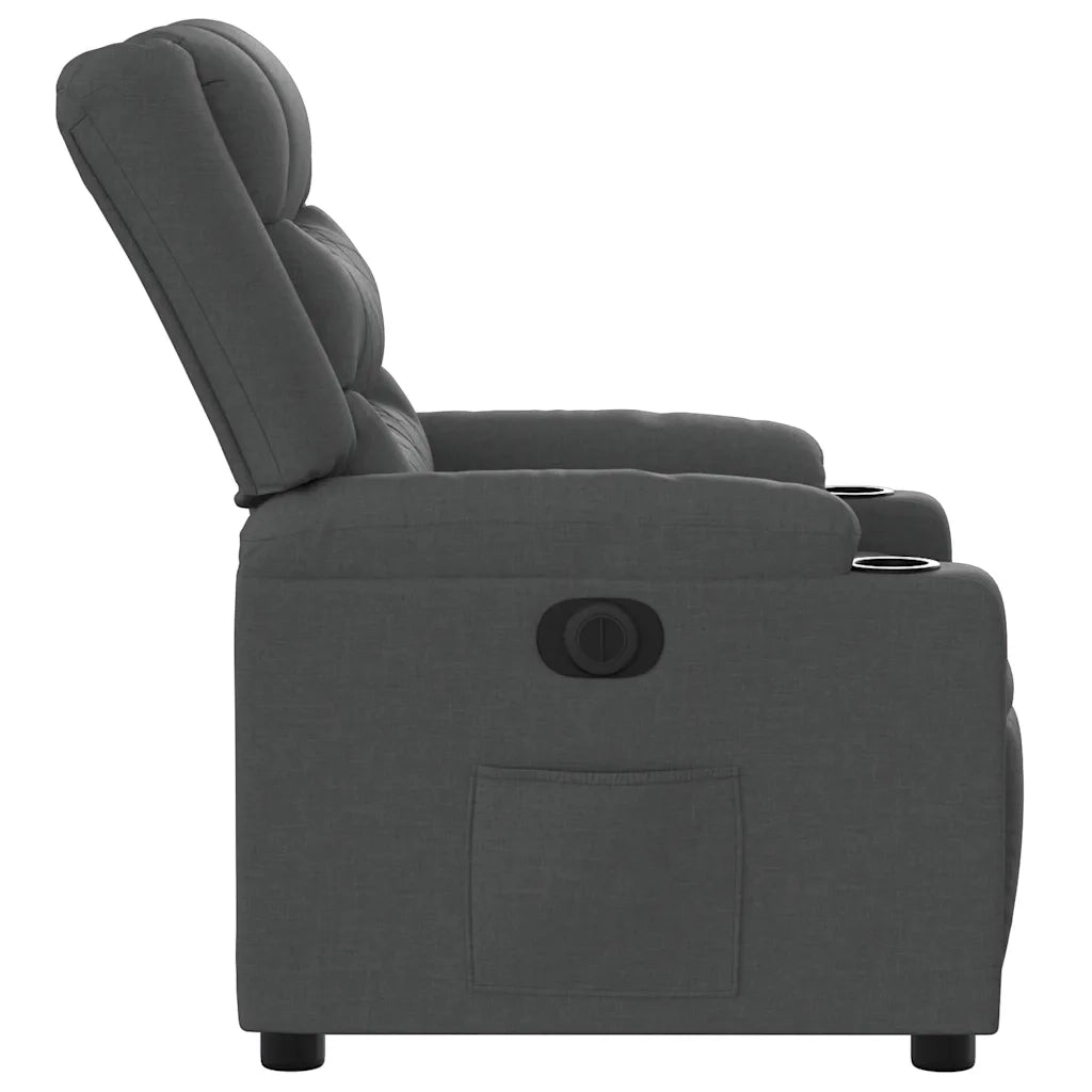 Poltrona | Sedia Relax Elettrica Reclinabile Grigio Scuro in Tessuto
