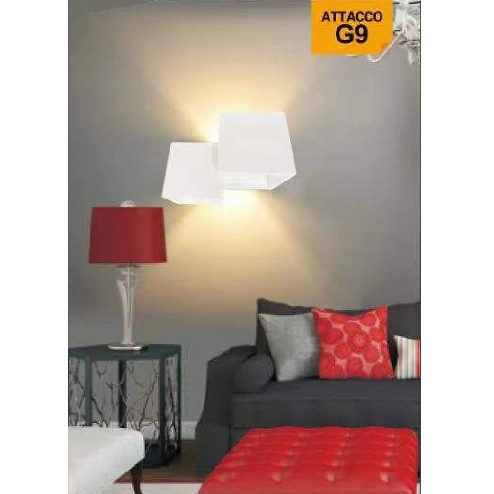 Trade Shop - Applique In Gesso Moderno 2 Cubi A Doppia Emissione Luce Contemporanea G9 Gs-e74 -