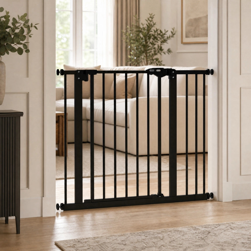 Cancelletto di sicurezza 74-87 cm con chiusura automatica in metallo nero