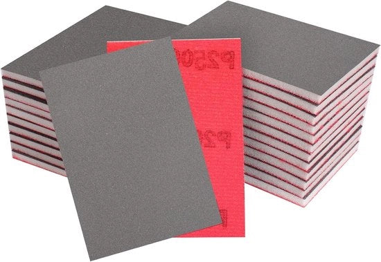 Set di spugne a vetro con 2500 granuli per uso umido e asciutto - Lavabile e riutilizzabile - Ideale per metallo, legno e pareti - Piastra con pacchetto di carta vetrata