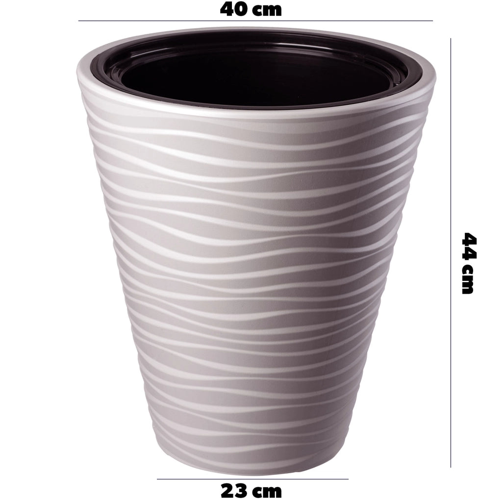 Vaso da fiori KADAX da 40 cm con coperchio e inserto, in plastica beige.