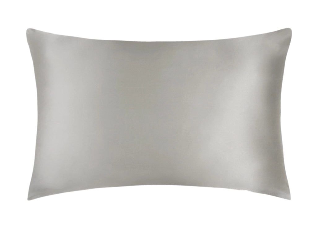 Federa Guanciale Cuscino Letto 100% Seta Chiusura Zip In Tinta Unita - Federa - Grigio Chiaro
