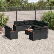 Set Divani da Giardino 12 pz con Cuscini Nero in Polyrattan 3226503
