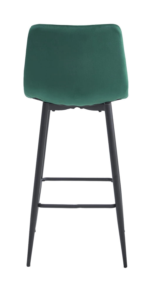 Set di 4 sgabelli da bar Valora TEOTO in velluto verde scuro con gambe in acciaio nero