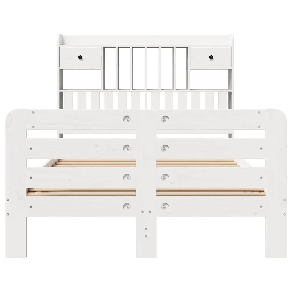 Letto Libreria senza Materasso Bianco 135x190 cm Legno di Pino 3309987