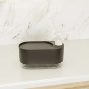 Dispensatore di sapone per lavastoviglie, contenitore di sapone con supporto per spugna, adatto per docce e vasche da bagno, flacone con pompa, organizzatore di superficie - nero.