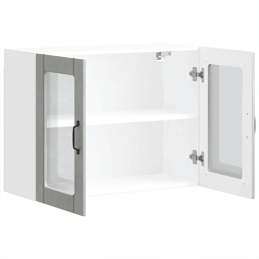 Pensile da Cucina con Porta in Vetro Lucca Grigio Cemento