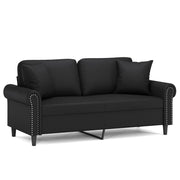 Divano | Divano da soggiorno | Sofa a 2 Posti con Cuscini Nero 140 cm in Similpelle