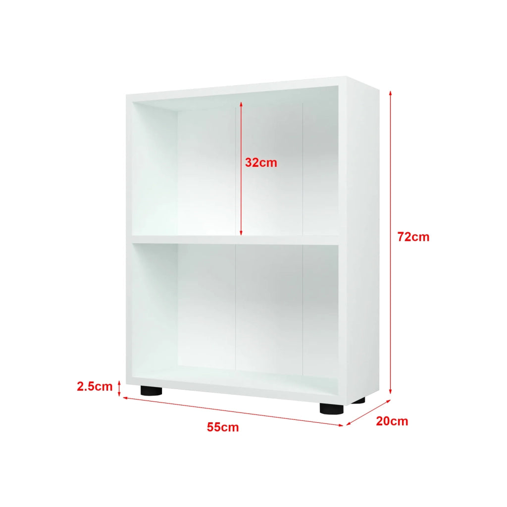 Libreria di design per soggiorno stile originale 2 ripiani 72 x 55 x 20 cm bianco 03_0006508