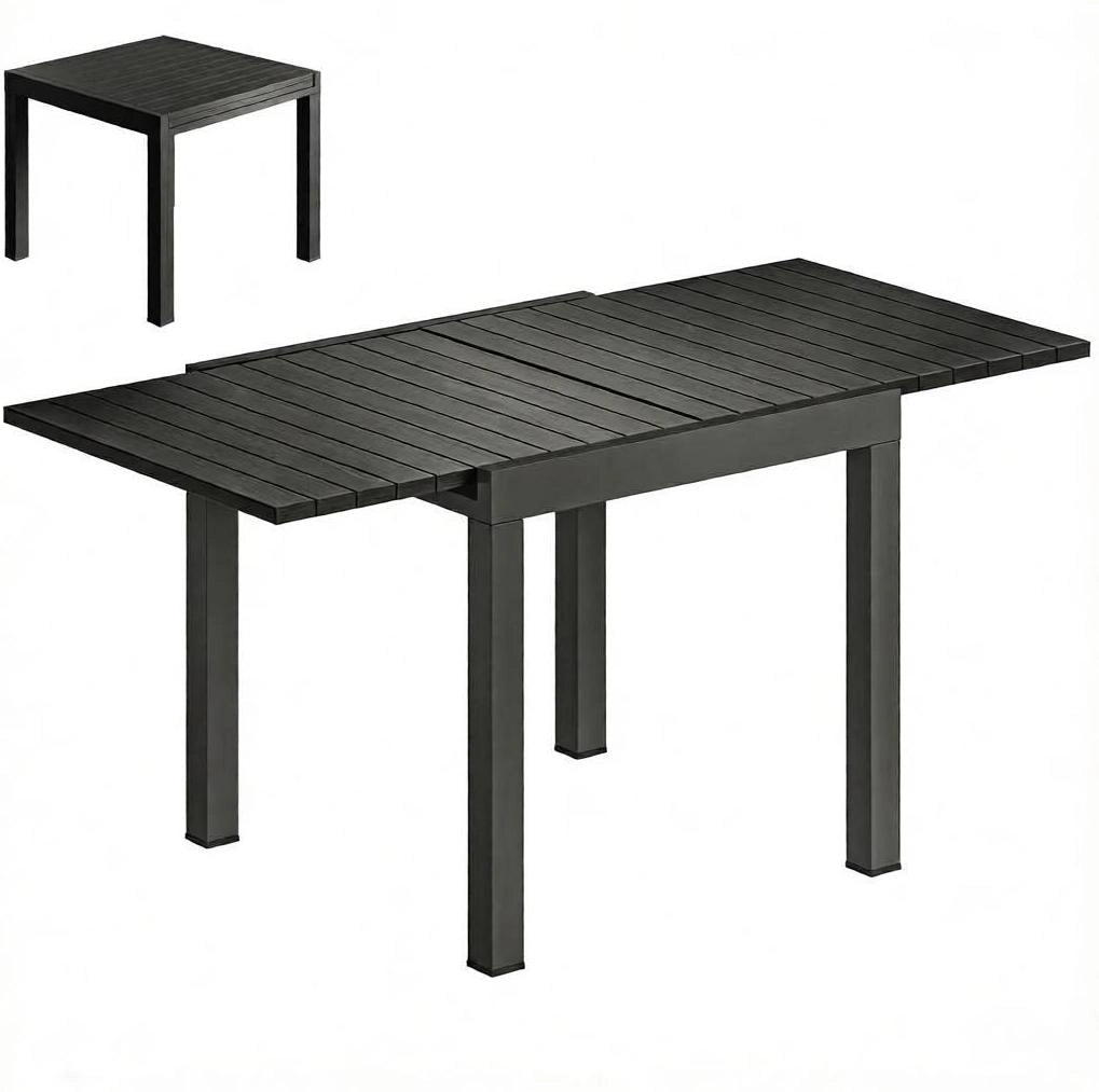 Tavolo da giardino allungabile 80/160 x 80 cm in alluminio nero