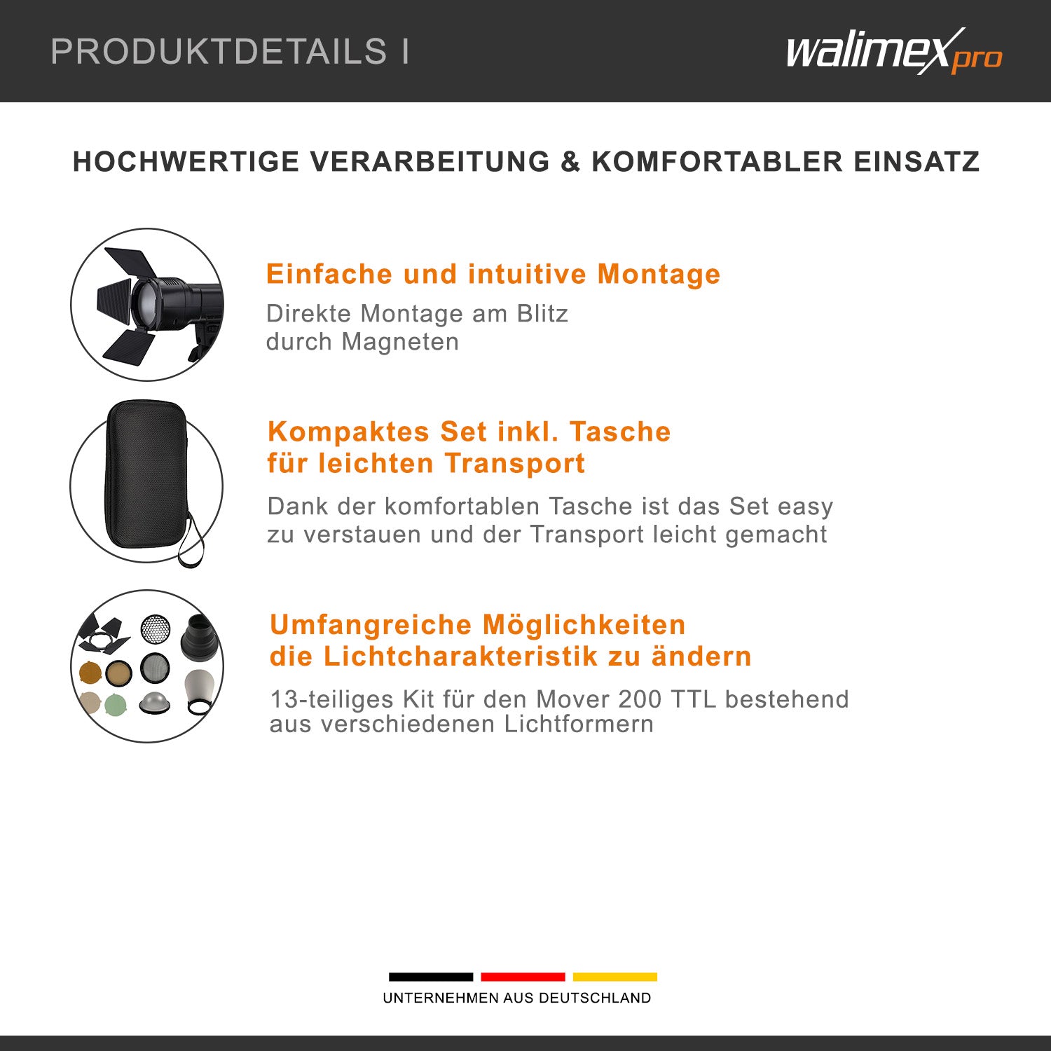 Mover 200 Kit di accessori - Set di 13 pezzi per la modellazione della luce per risultati flash personalizzati