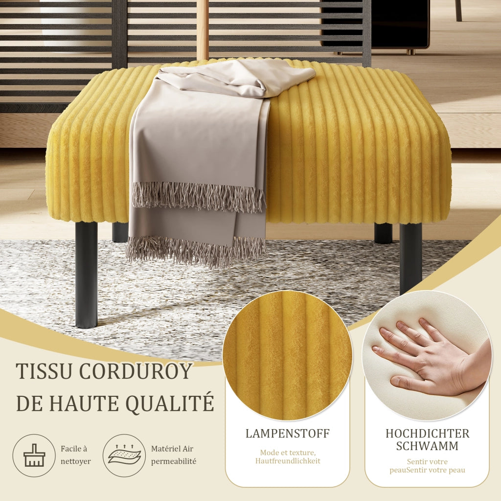 Divano 2 Posti Imbottito in Velluto a Coste con Tasche Laterali e Gambe in Metallo ¨C MINIMAL ¨C Grigio