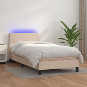 Giroletto Molle Materasso e LED Cappuccino 90x200 cm Similpelle cod mxl 63320