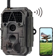 Camera da Caccia con WiFi, 32 MP H.264, 1296P, Visione Notturna a Infrarossi, Sensore di Movimento, Trasmissione di Immagini da Smartphone, IP66 Impermeabile