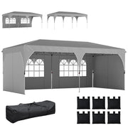 Gazebo Pieghevole 3x6 m con Pareti ¨C Zephmum ¨C Grigio Chiaro