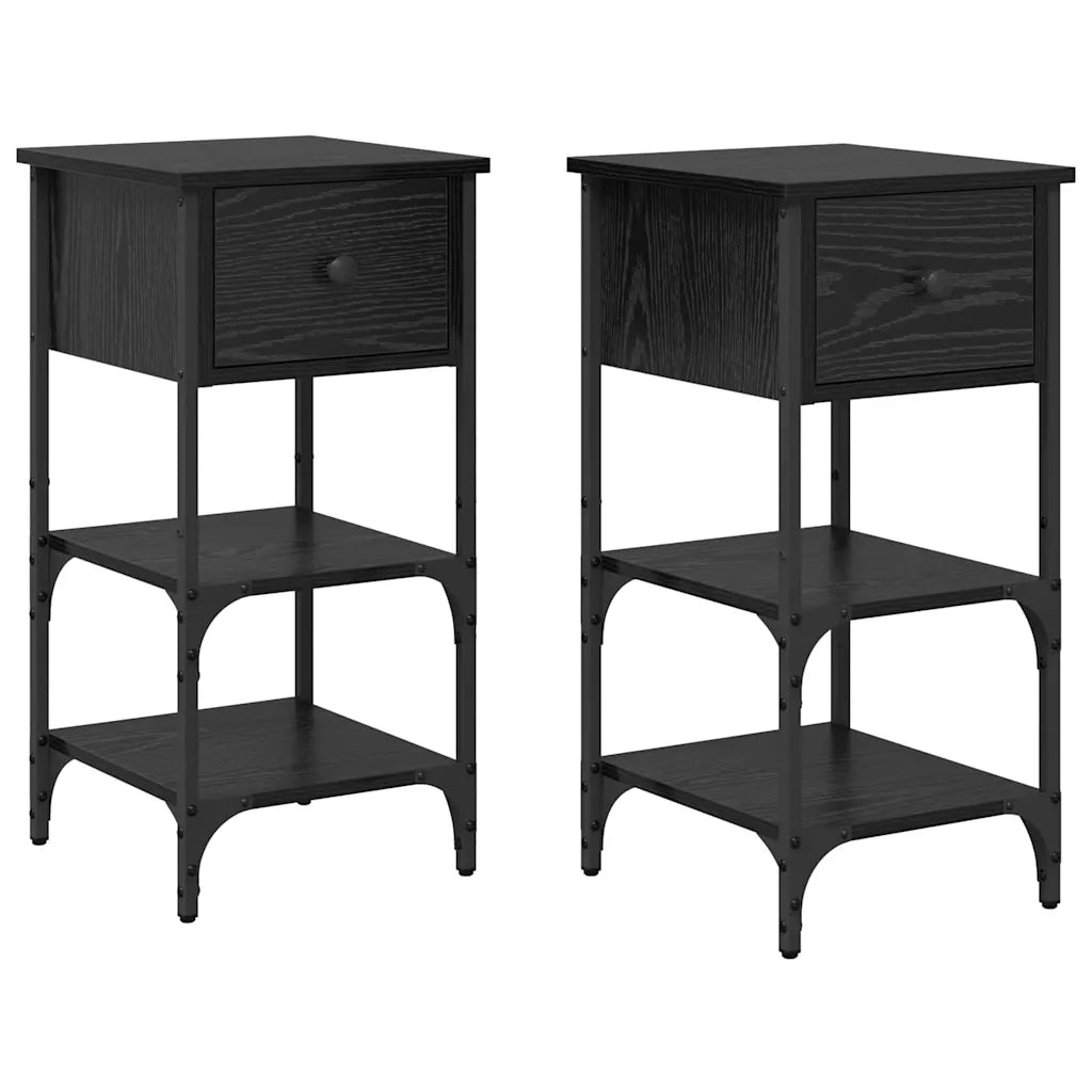 Armadio da Notte 2 pcs Rovere Nero 33.5 x 36 x 70 cm 871241